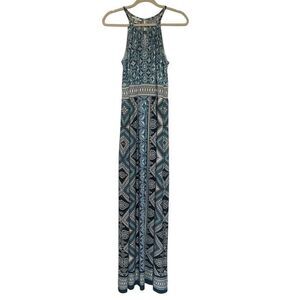 London Times Blue Black Sleeveless Long Maxi Dress Women’s Size 12 Large Summer